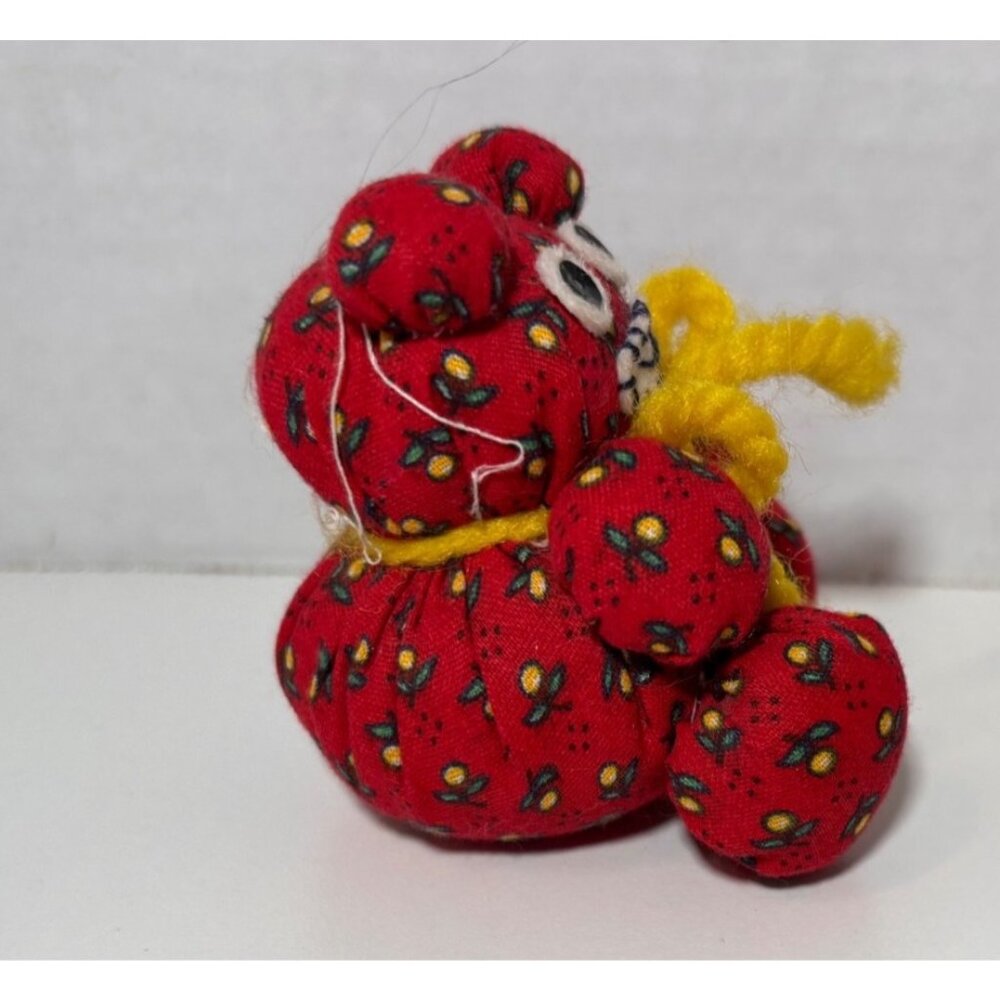 Vintage Chunky Fabric Quilted Bears Ornaments Red Christmas Decor 2.25" - Picture 8 of 8